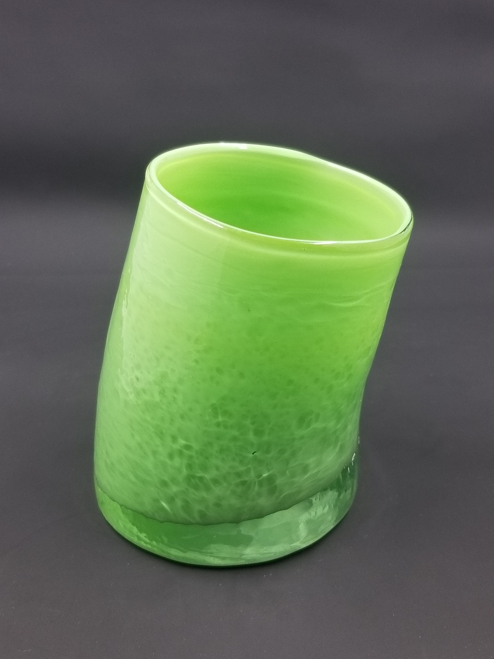 Pond Scum Green Handblown Glass Art Vase